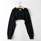 Hoodie Female Hoodie Personality Irregular Crop Ultra Short Style Long Sleeve Top Female Drop Shipping Sweatshirt Y2k Clothes - Matrix Studios