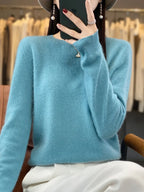 100% Merino Wool Sweater Women O-neck Cashmere Knitwear Female Pullover Autumn Winter Casual Tops Solid Color Soft  Clothing - Matrix Studios