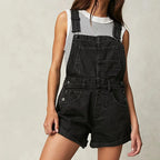 Y2K Vintage Black Denim Rompers Women Sleeveless High Waist Jeans Playsuits Korean Fashion Chic Jumpsuits Overalls Baggy Shorts - Matrix Studios