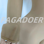 FAGADOER Summer New Sexy Mesh See Through Bodycon Jumpsuit Woman Long Sleeved Round Neck Rompers Female Party Club Overalls - Matrix Studios