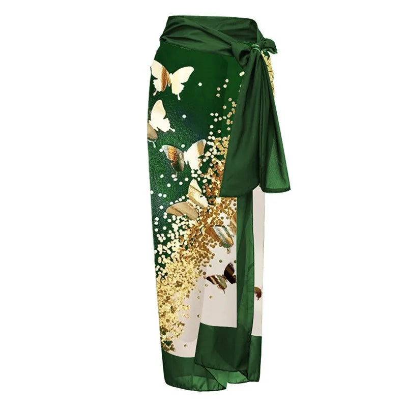 2026 New Sexy Print Retro Swimwear Beach Dress Cover Up Long Skirts Skirt Party Outfits Swimsuit Beachwear - Matrix Studios