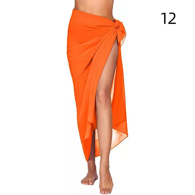 Summer Sexy Beach Skirts Women Beach Wear Chiffon Beach Wrap Skirt Towel Long Sarong Cover Up Sexy Bikini Scarf - Matrix Studios