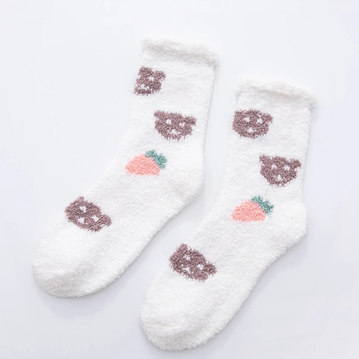 6/5/4/3/2/1Women's Warm Solid Color Floor Socks Non Slip Plush Knitted Coral Fleece Socks No Show Socks - Matrix Studios