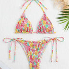 sexy floral print halter bikinis sets biquini high waist thong swimsuit Swimwear Biquini conjunto de bikini tankini beachwear - Matrix-studios.com
