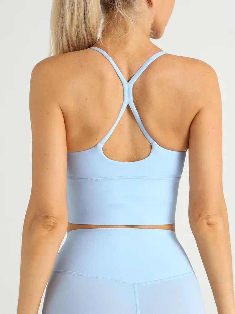 Solid Color Women Gym Yoga Naked Feeling Sexy Cross Back Y shape Sports Bra Fitness Yoga Jogging Workout Sports Women Sling - Matrix Studios