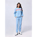 Women's 2 Piece Outfits Rainbow Stripe Sweatsuit Set Long Sleeve Crewneck Sweatshirt Pullover Top & Jogger Pants with Pockets Soft Casual Loungewear Tracksuit Oversized Relaxed Fit Matching Set for Fall Winter Streetwear