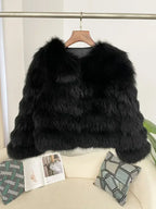 OFTBUY 2024 Winter Real Natural Raccoon Fox Fur Women Coat Short Leather Thickened Warm Jacket Elegant Fashionable Overcoats - Matrix Studios