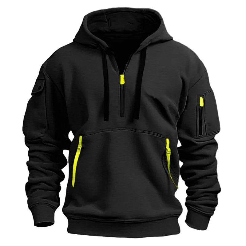 Men's Hoodie Multi Pocket Zipper Casual Sports Hoodie Men/Women Plus Size Loose Pullover Fashion Sweatshirt Long-Sleeve tops - Matrix Studios