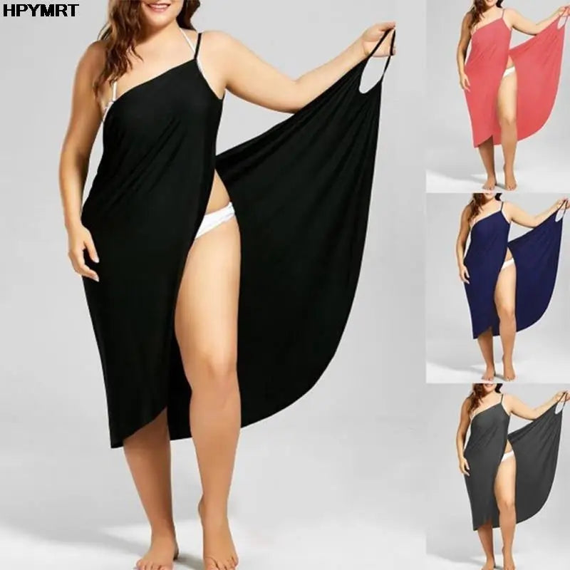 2022 5XL Summer Ladies Halter Dress Solid Color Sexy Suspenders Cross Sleeveless Ladies Clothes Beach Skirt Female Clothing Tops - Matrix-studios.com