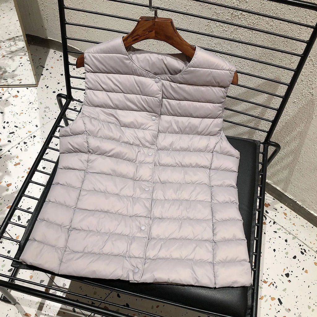 Female 90% White Duck Down Ultra Lightweight Packable Warm Down Liner Vest 2023 New Women Sleeveless Puffer Jacket - Matrix-studios.com