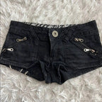 Hip Hop Fashion Street Clothing Graphic Printing Style Women Black Shorts Ins Y2K Goth Slim Denim Shorts - Matrix Studios