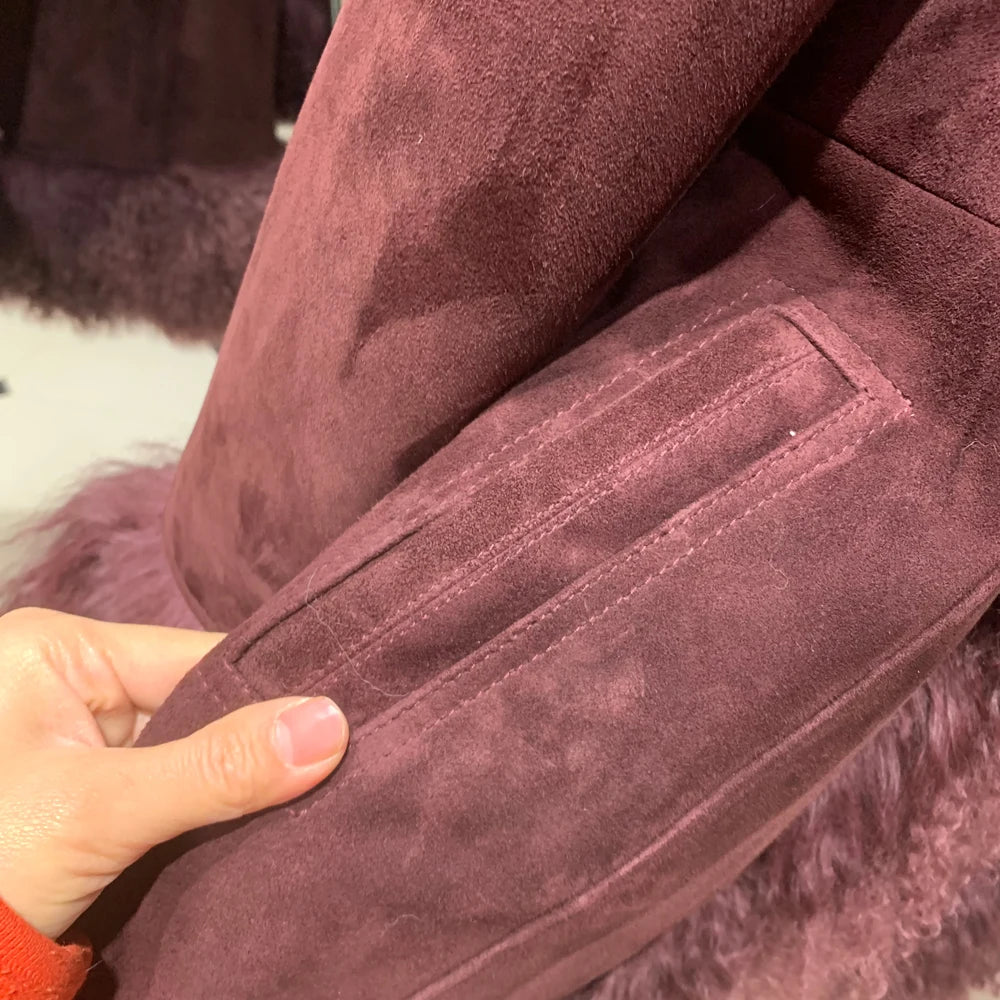 GO BALLISTIC YA Mongolia Sheep Fur Coat Women Real Leather Jacket Genuine Leather Coat - Matrix Studios