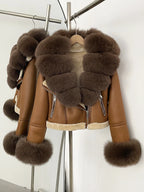 OFTBUY Short Faux Leather Fake Fur Inner Jacket Female New Winter Real Fox Fur Collar and Cuffs Clothes Women Thick Warm Coat - Matrix Studios