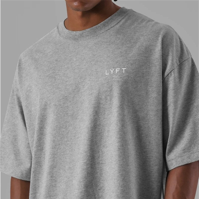 ONE POINT LYFT Print Big T Shirt Men Running Sport Gym Fitness Training Oversized 100% Cotton T-shirt Mens Bodybuilding Tee Tops - Matrix Studios