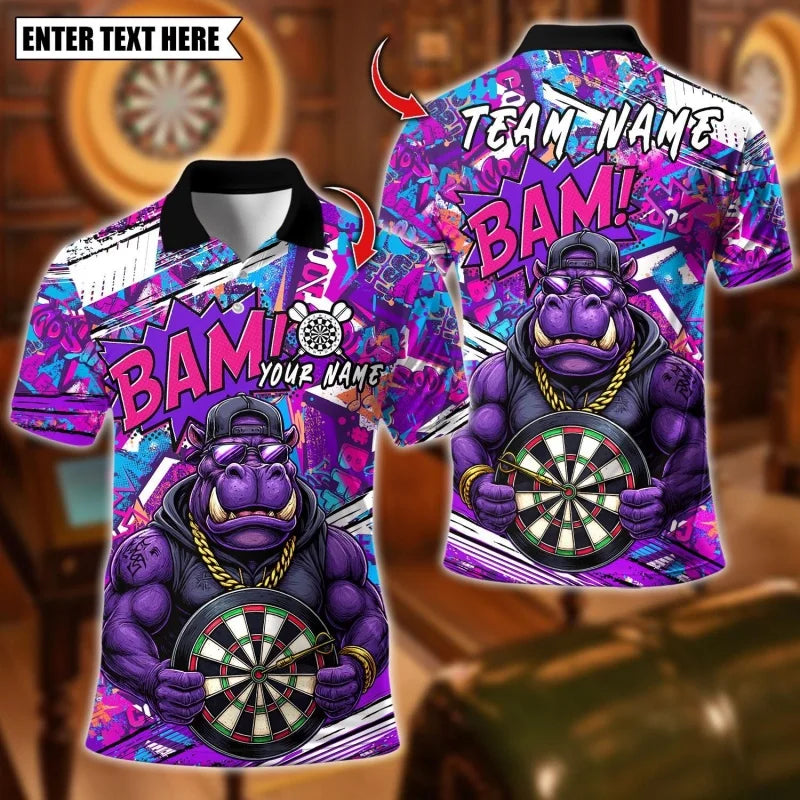 3D Print Snake Bear Polo Shirt For Men Women Customized Darts Pattern Tees Summer Street Loose Short Sleeve Tops Lapel T-Shirts - Matrix-studios.com