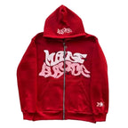 Zipper hooded sweatshirt with retro American letters suitable for men and women wearing Y2K jacket autumn/winter cardigan - Matrix Studios