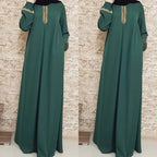 Muslim Abaya Ethnic Style Print Islam Abaya Dress Solid Color Loose Casual Robe Femme Musulman for Middle East Arabia - Matrix-studios.com