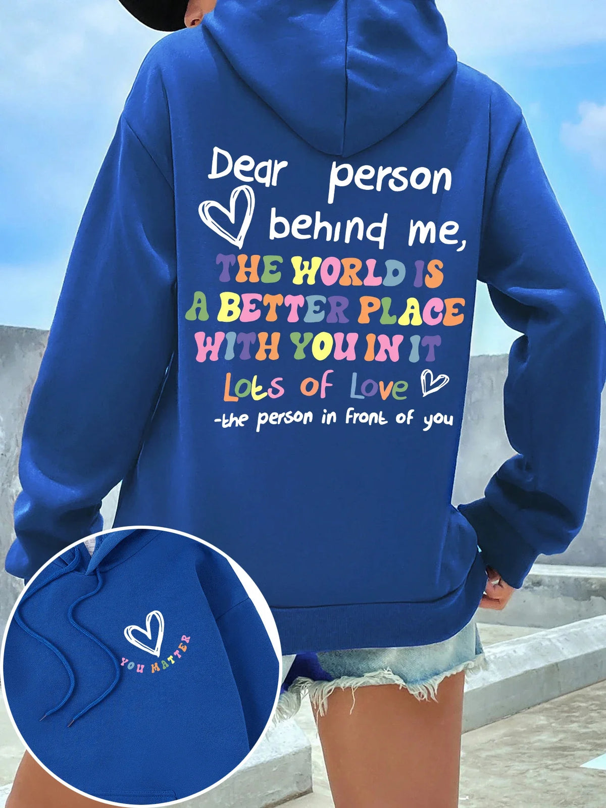 Dear Person Behind Me Hoodie Women Colored Letters Warm Fleece Woman Hoody Fur-liner Spring Autumn Hoodies Y2K Casual Tops - Matrix Studios