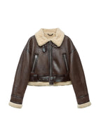 Ailegogo Autumn Winter Women Warm Loose Faux Lamb Fur Short Coat Streetwear Female Retro Zipper Spliced Coat Outwear - Matrix Studios