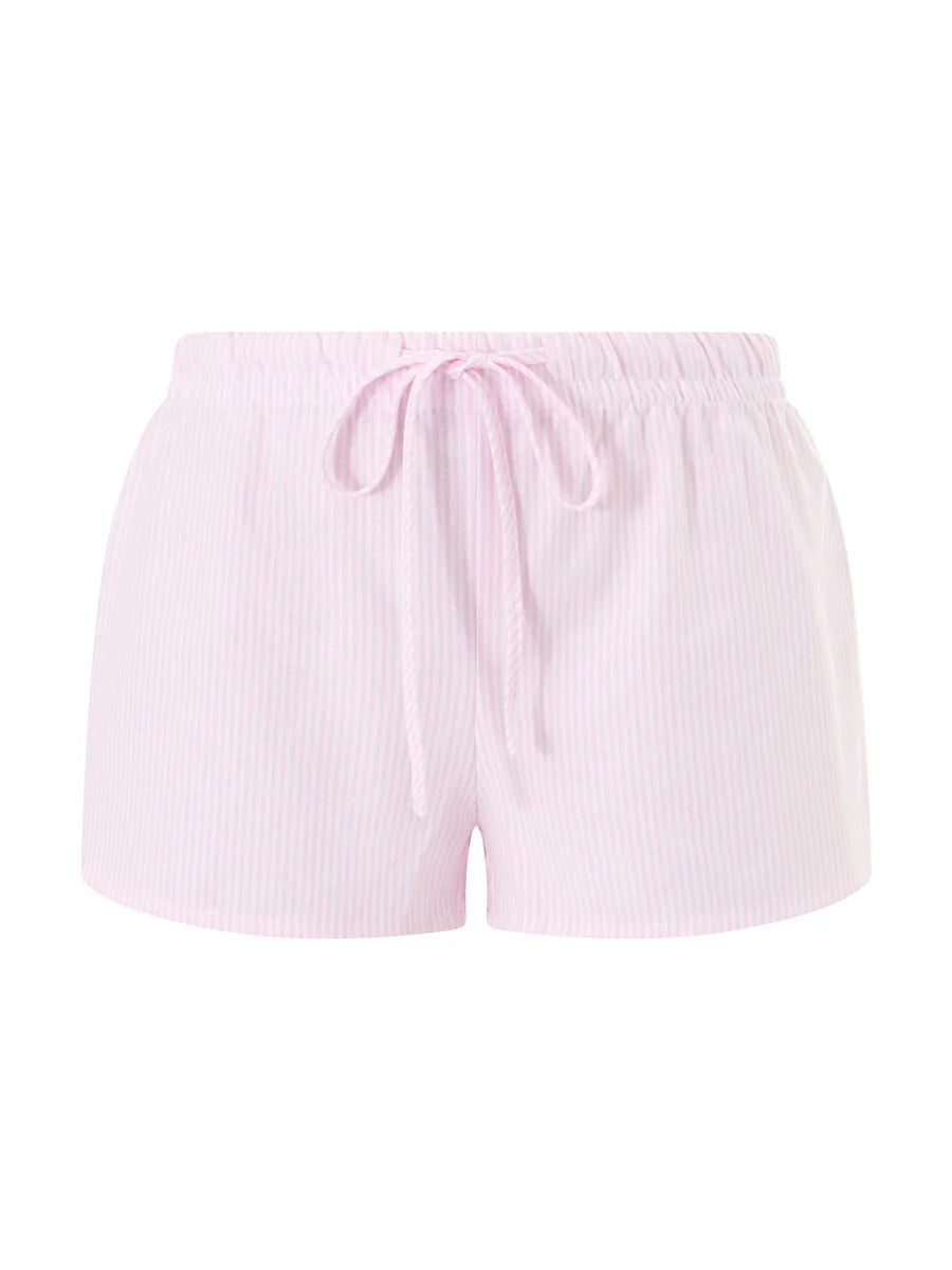 Casual Striped Shorts Women y2k Clothing Drawstring Elastic Waist Loose Fit Wide Leg Bottoms 2000s Aesthetic Streetwear - Matrix Studios