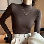 2025 New Knitted Half-turtleneck Pullovers Women Bottom Shirts Sweater Jumper Elegant Korean Fashion Long-sleeved Tops Knitwear - Matrix Studios