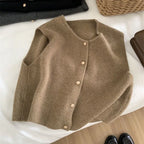 Crew Neck Women's Korean Solid Button Short Sleeve Cardigan Coats Sweater Knitted Sleeveless Ladies Elegant Tanks Bottoming - Matrix Studios