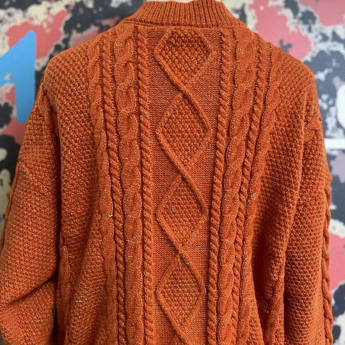 Winter Women Glittery Chunky Knit Sweater with Star Embroidery Orange Cardigans Spring Woman Y2k Gold Thread Show-girl Cardigans - Matrix Studios