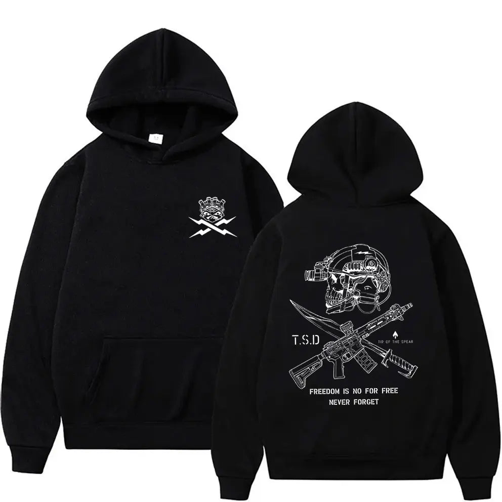 Tip of The Spear X-ray Sparta Tactical Skeleton Print Hoodie Men Women Fashion Oversized Pullover Hoodies Male Casual Tracksuit - Matrix Studios