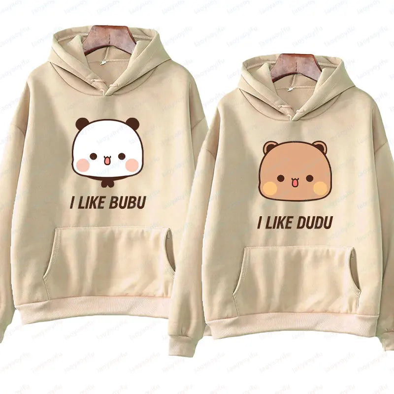 I Like BuBu/Dudu Kawaii Matching Graphic Hoodie Panda Bear Bubu and Dudu Couples Sweatshirt Unisex Cartoon Hoody Couples Gift - Matrix Studios