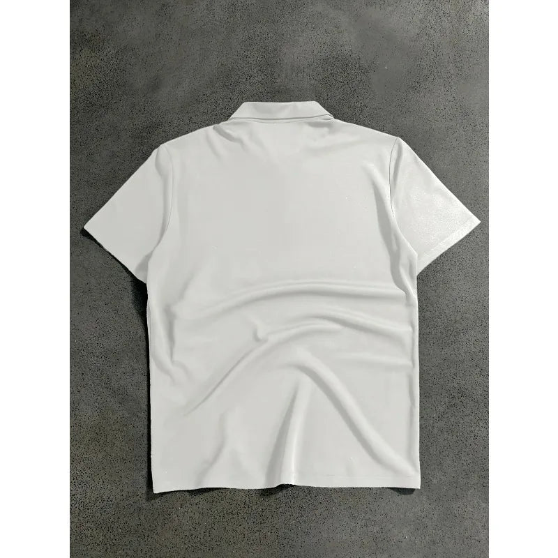 Casual Sports Simple Fashion Polo Collar Top Commuter Versatile Summer Letter Printed Short Sleeve Y2K American T-shirt - Matrix-studios.com