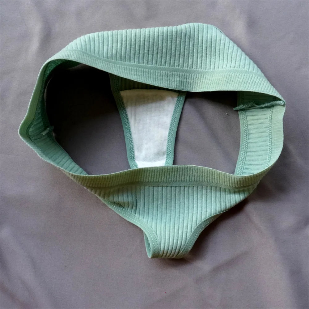 3 Pcs Seamless Ladies Ribbed Cotton Thong Simple Women's Low Waist Bikini Briefs Sports Girls Underwear Plus Size - Matrix Studios