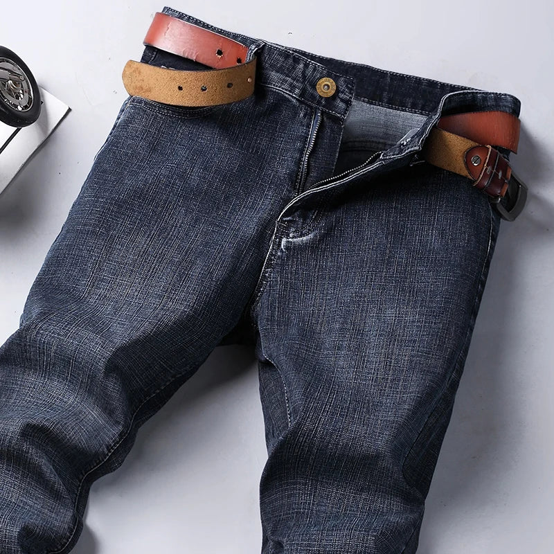 Spring Autumn Business Men Jeans Casual Straight Stretch Fashion Classic Black Sky Blue Grey Work Denim Trousers Brand Clothing - Matrix Studios