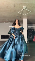 Xijun Modern Turquoise Evening Dresses Off The Shoulder A-Line Formal Prom Dresses Shiny Long Birthday Party Gowns Customized - Matrix-studios.com