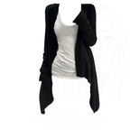 Korean Irregular Black Cardigan Two Piece Sets Style Women's Vest Y2k 2025 Long Sleeve Loose Knitted Tops Pull Femme - Matrix Studios