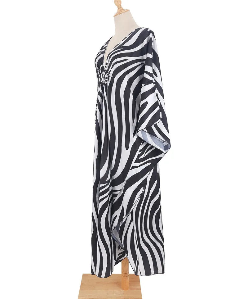 Plus Size Womens Animal Print Kaftan Dresses Caftans Swimwear Coverups Summer Bathing Suit Long Beach Dress - Matrix Studios