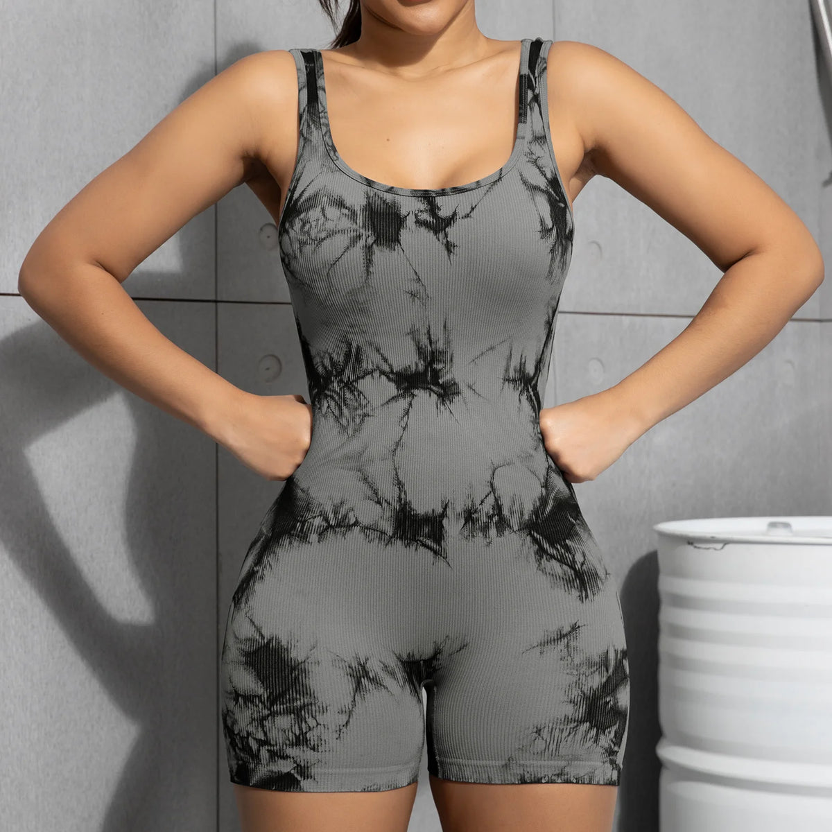 Women Short Sports Jumpsuit Sleeveless Sexy Backless Yoga Clothes Workout Cycling One-piece Suit Outdoor Recreation Bodysuits - Matrix Studios