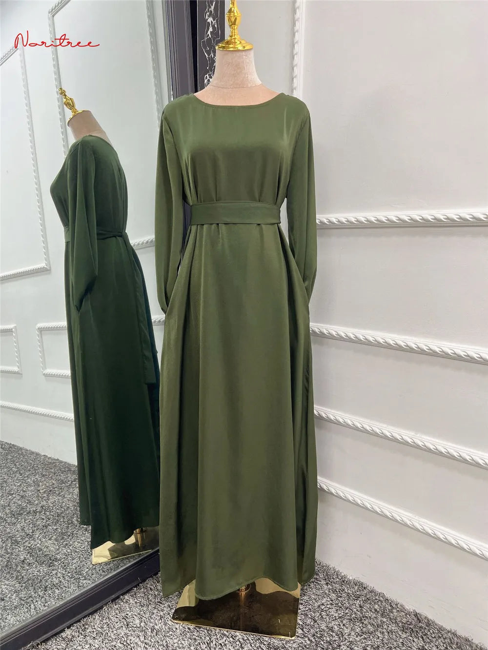 Fashion Sliky Djellaba Muslim Dress Dubai Full Length Flare Sleeved Soft Abaya Dubai Turkey Muslim Islam Robe WY921 - Matrix-studios.com