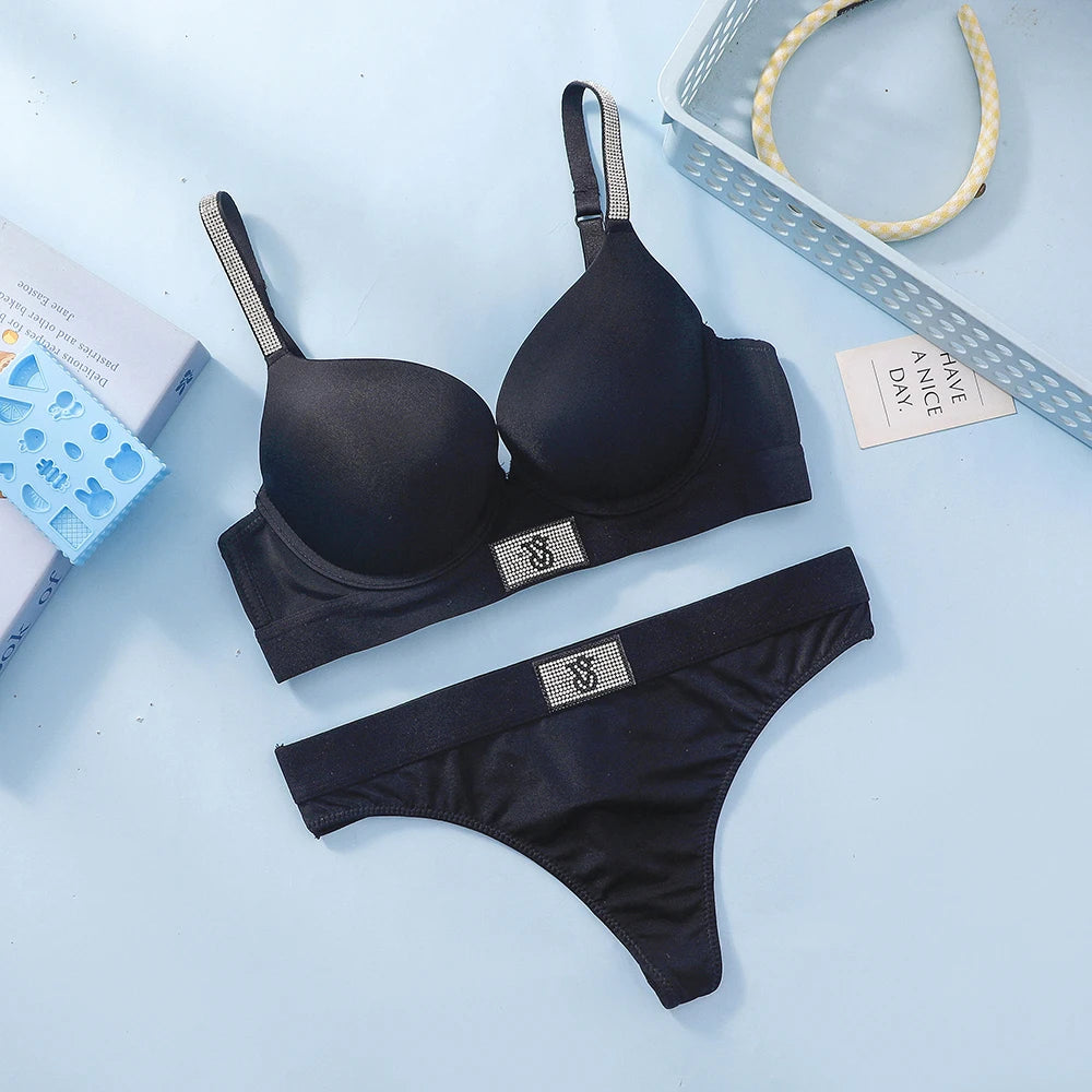 Victoria Secret Shine Script Thong Panty And Very Sexy Logo Shine Strap Push Up Bra Women Sexy Lingerie Set Trending - Matrix-studios.com