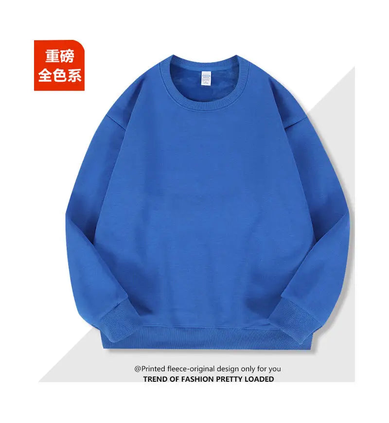 2026 Burgundy 500g Heavyweight Fleece-Lined Crew Neck Sweatshirt Unisex Autumn Winter Base Shirt Pullover Loose Top - Matrix Studios