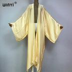 WINYI Kimono Boho Monocolour Kaftans Beach Wear Elegant Купальник Holiday Beach Outfits for Women Cover Ups Comfortable Dress - Matrix Studios