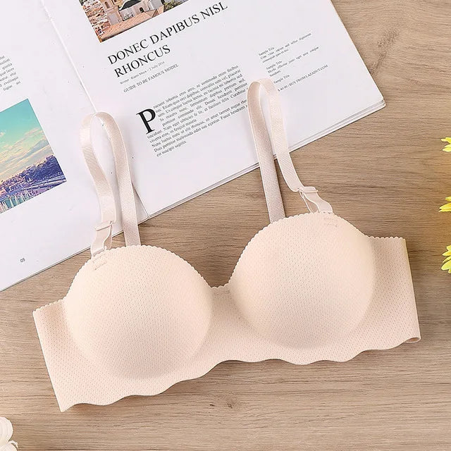 Thin One-piece Seamless Women's Bra Detachable Shoulder Straps Gathered Bralette Comfortable Without Steel Ring Sleep Brassiere - Matrix Studios