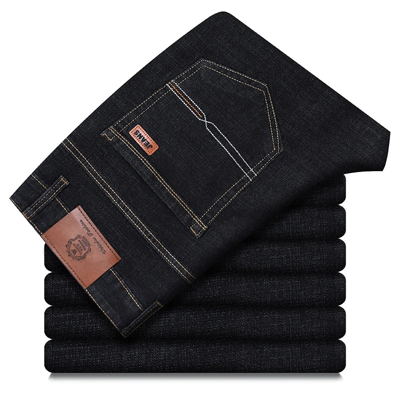 2026 New Style Business Men's Jeans Casual Straight Stretch Fashion Classic Blue Black Work Pant Denim Trousers Male Clothing - Matrix Studios