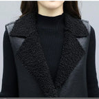 Autumn Winter Fur Leather Vest Coat Long Lambwool Sleeveless Jacket Thick Velvet Warm Waistcoat Large Size Women Fur Vest L-5XL - Matrix Studios