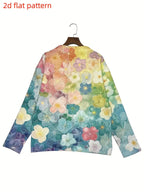 Spring Fashion New Round Neck Cardigan Women's Top with Floral Pattern Digital Print Trendy Women's Thin Sweater Jacket - Matrix Studios