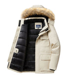 -30 Degree Winter Down Jacket Men Down Cotton Parkas Coat Mid-length Large Fur Collar Male Thicken Coat Snow Overcoat Parka - Matrix Studios