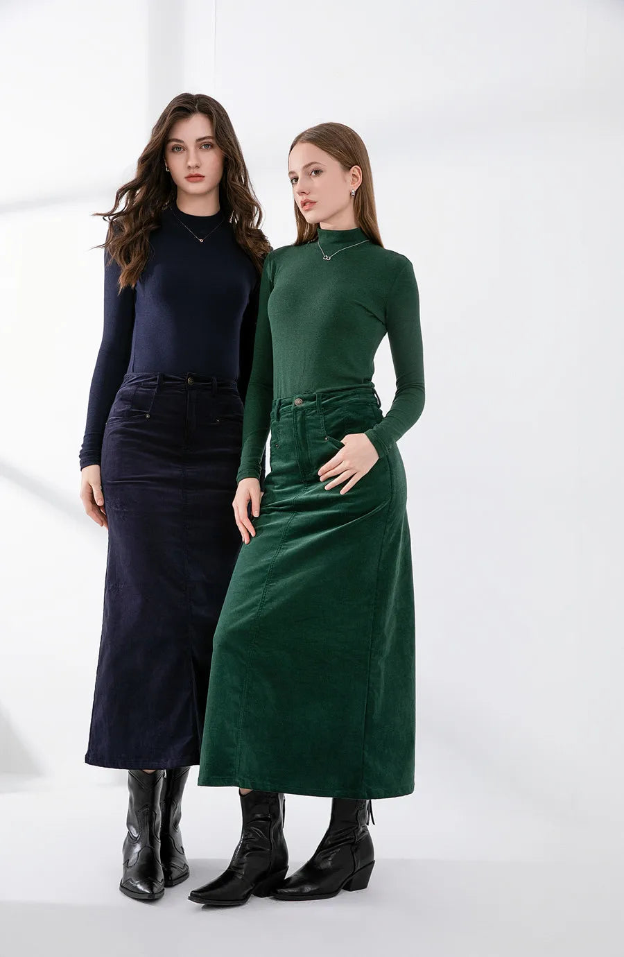 AS 2024 Retro corduroy skirt a little stretch + soft super high stretch closed-fit basic tops  (ship out in 1 day) - Matrix-studios.com