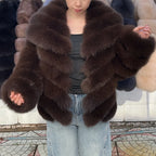 QUEENTINA Winter New Women's Real Fox Fur Coat With Collar Overcoat Leather Female Natural Plus Size - Matrix Studios
