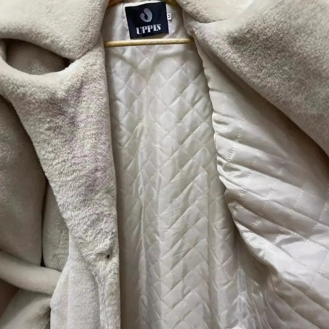 Winter Women High Quality Faux Rabbit Fur Coat Luxury Long Fur Coat Loose Lapel OverCoat Thick Warm Plus Size Female Plush Coats - Matrix Studios