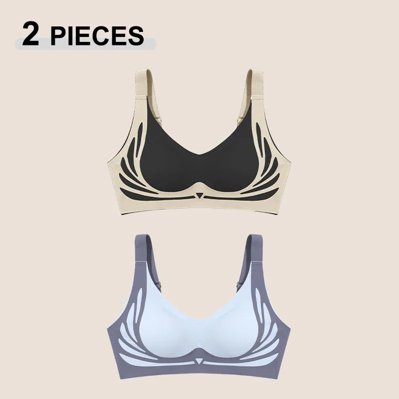 1/2Pcs/Set Women Push Up Bras Seamless Comfortable Angel Wings Bras Set Trendy Soft Breathable Underwear Female No Wire Lingerie - Matrix Studios