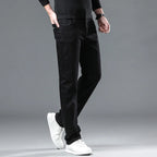 WTHINLEE Winter Men Black Straight Stretch Denim Thick Velvet Pants Warm Jeans Casual Fleece Line Trousers Male Plus Size - Matrix Studios